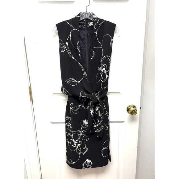 Jones New York Black and White Dress, Faux Wrap, Sleeveless,  Women's Size 10 - Picture 1 of 5